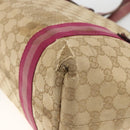 GUCCI GG Canvas Sherry Line Tote Bag Beige Gold 137995 Auth BSZ646-12