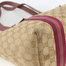 GUCCI GG Canvas Sherry Line Tote Bag Beige Gold 137995 Auth BSZ646-13