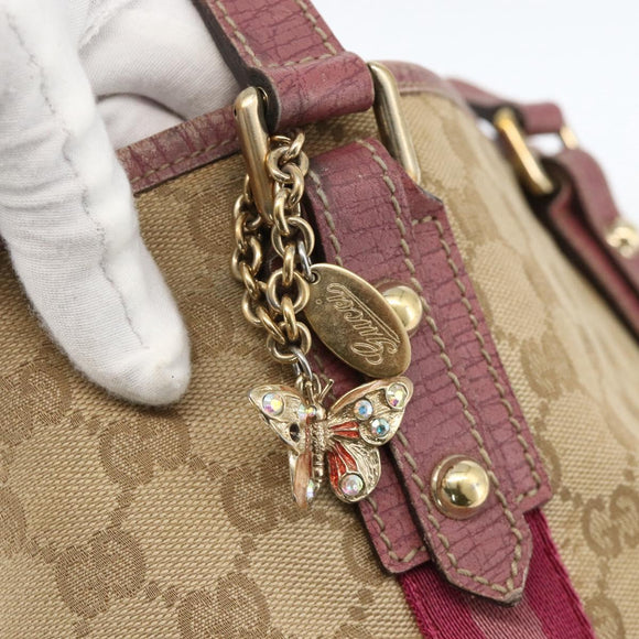 GUCCI GG Canvas Sherry Line Tote Bag Beige Gold 137995 Auth BSZ646