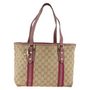 GUCCI GG Canvas Sherry Line Tote Bag Beige Gold 137995 Auth BSZ646-2