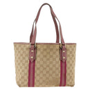 GUCCI GG Canvas Sherry Line Tote Bag Beige Gold 137995 Auth BSZ646-3