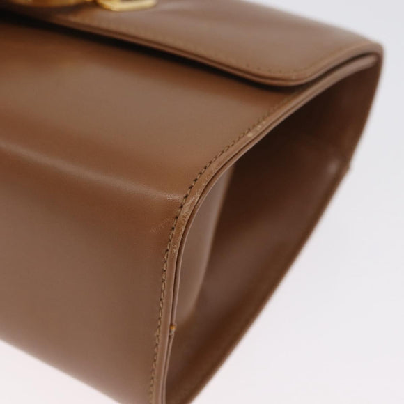 Salvatore Ferragamo Gancini Shoulder Bag Leather Beige Gold Auth BSZ647