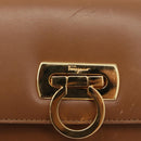 Salvatore Ferragamo Gancini Shoulder Bag Leather Beige Gold Auth BSZ647-15