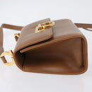 Salvatore Ferragamo Gancini Shoulder Bag Leather Beige Gold Auth BSZ647-6