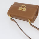 Salvatore Ferragamo Gancini Shoulder Bag Leather Beige Gold Auth BSZ647-7