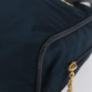 CELINE Circle Hand Bag Nylon Navy Gold Auth BSZ650-11