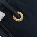 CELINE Circle Hand Bag Nylon Navy Gold Auth BSZ650-15