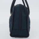 CELINE Circle Hand Bag Nylon Navy Gold Auth BSZ650-4