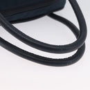 CELINE Circle Hand Bag Nylon Navy Gold Auth BSZ650-7