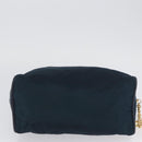 CELINE Circle Hand Bag Nylon Navy Gold Auth BSZ650-9