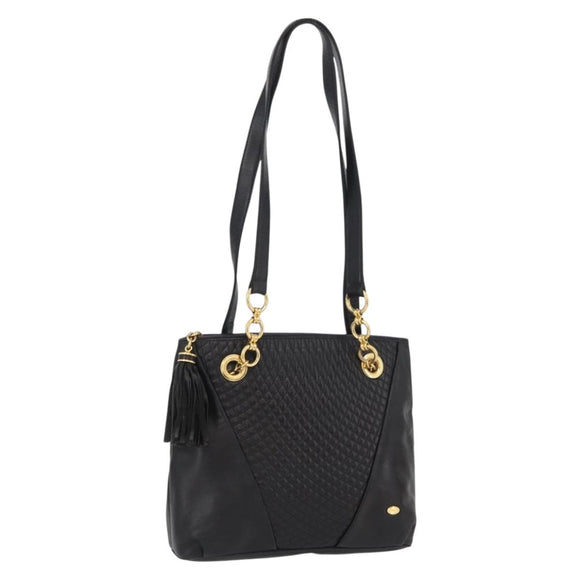 BALLY Shoulder Bag Leather Black Gold Auth BSZ651