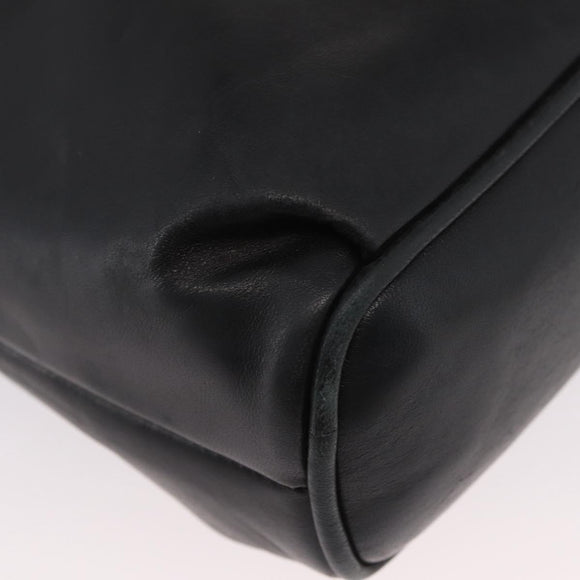BALLY Shoulder Bag Leather Black Gold Auth BSZ651