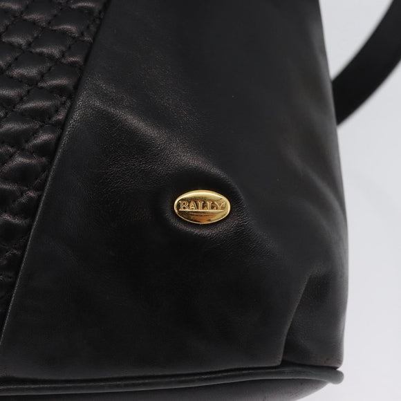 BALLY Shoulder Bag Leather Black Gold Auth BSZ651