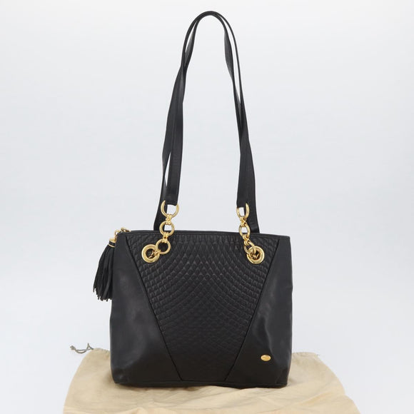 BALLY Shoulder Bag Leather Black Gold Auth BSZ651