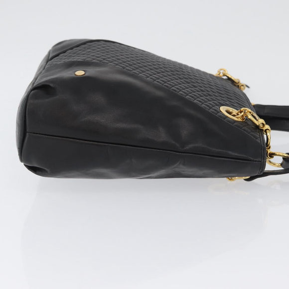 BALLY Shoulder Bag Leather Black Gold Auth BSZ651