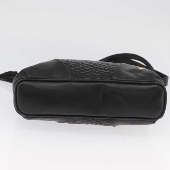 BALLY Shoulder Bag Leather Black Gold Auth BSZ651