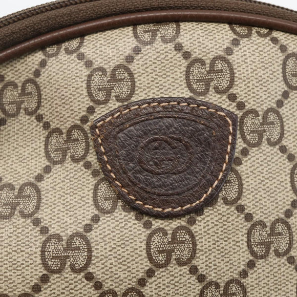 GUCCI GG Supreme Shoulder Bag PVC Beige Gold Auth BSZ655