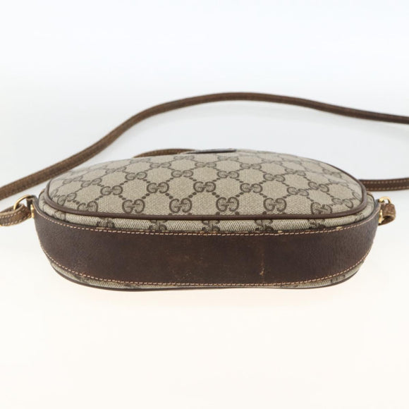 GUCCI GG Supreme Shoulder Bag PVC Beige Gold Auth BSZ655
