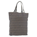 FENDI Zucchino Canvas Hand Bag Navy Silver Auth BSZ657-1