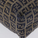 FENDI Zucchino Canvas Hand Bag Navy Silver Auth BSZ657-10