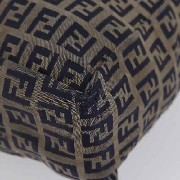 FENDI Zucchino Canvas Hand Bag Navy Silver Auth BSZ657