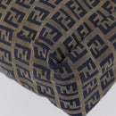 FENDI Zucchino Canvas Hand Bag Navy Silver Auth BSZ657-12