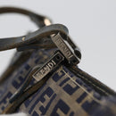 FENDI Zucchino Canvas Hand Bag Navy Silver Auth BSZ657-14