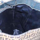 FENDI Zucchino Canvas Hand Bag Navy Silver Auth BSZ657-17