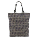 FENDI Zucchino Canvas Hand Bag Navy Silver Auth BSZ657-3