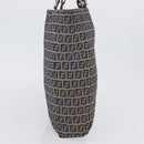 FENDI Zucchino Canvas Hand Bag Navy Silver Auth BSZ657-5