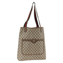 GUCCI GG Supreme Web Sherry Line Tote Bag PVC Beige Red 39 02 003 Auth BSZ658-1