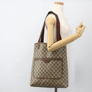 GUCCI GG Supreme Web Sherry Line Tote Bag PVC Beige Red 39 02 003 Auth BSZ658-21