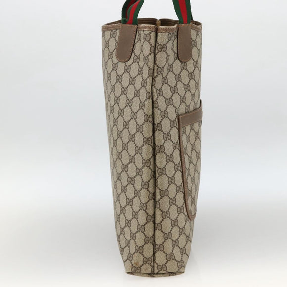 GUCCI GG Supreme Web Sherry Line Tote Bag PVC Beige Red 39 02 003 Auth BSZ658