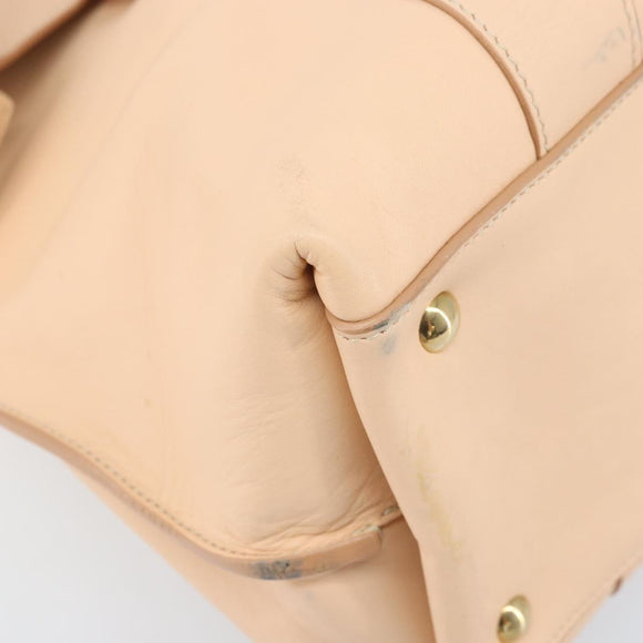 Salvatore Ferragamo Gancini Hand Bag Leather Pink Gold Auth BSZ659
