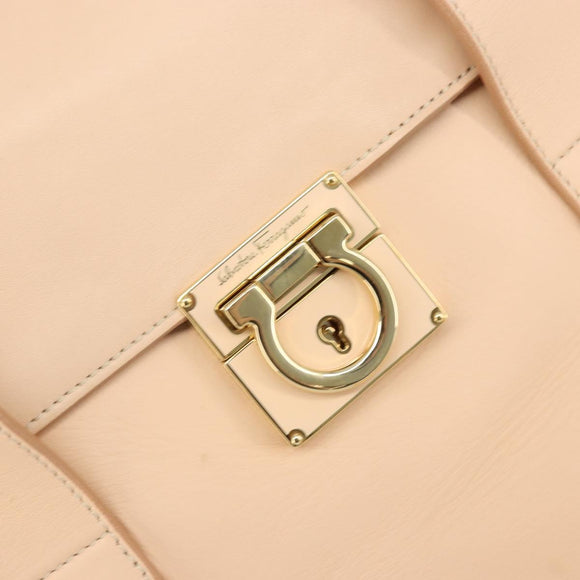 Salvatore Ferragamo Gancini Hand Bag Leather Pink Gold Auth BSZ659