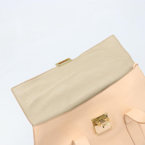 Salvatore Ferragamo Gancini Hand Bag Leather Pink Gold Auth BSZ659