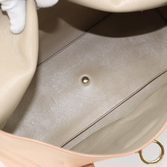 Salvatore Ferragamo Gancini Hand Bag Leather Pink Gold Auth BSZ659