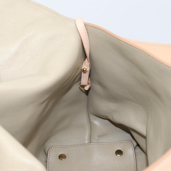 Salvatore Ferragamo Gancini Hand Bag Leather Pink Gold Auth BSZ659