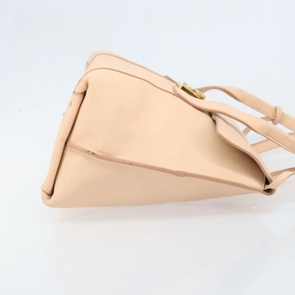 Salvatore Ferragamo Gancini Hand Bag Leather Pink Gold Auth BSZ659