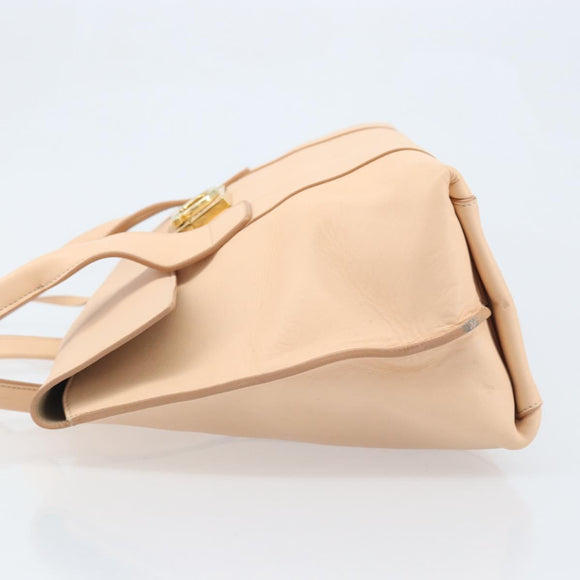 Salvatore Ferragamo Gancini Hand Bag Leather Pink Gold Auth BSZ659
