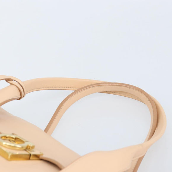 Salvatore Ferragamo Gancini Hand Bag Leather Pink Gold Auth BSZ659