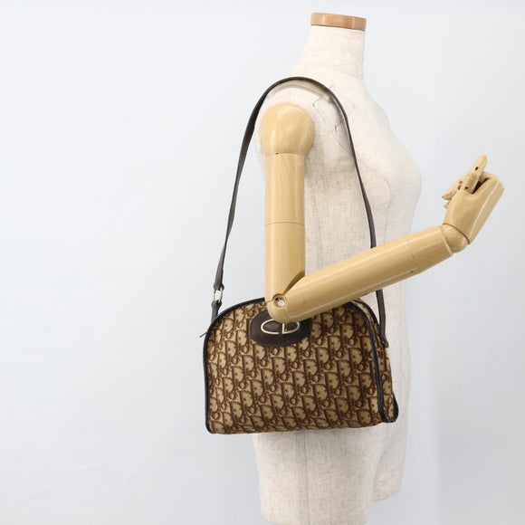 Christian Dior Trotter Canvas Shoulder Bag Beige Auth BSZ660