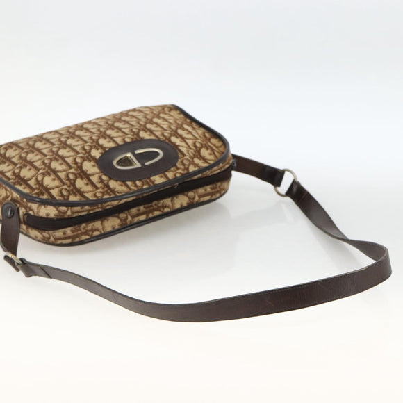 Christian Dior Trotter Canvas Shoulder Bag Beige Auth BSZ660