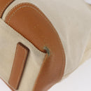 PRADA Tote Bag Canvas Leather Beige Silver Auth BSZ661-13