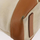 PRADA Tote Bag Canvas Leather Beige Silver Auth BSZ661-14