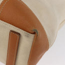 PRADA Tote Bag Canvas Leather Beige Silver Auth BSZ661-15