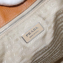 PRADA Tote Bag Canvas Leather Beige Silver Auth BSZ661-17