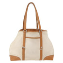 PRADA Tote Bag Canvas Leather Beige Silver Auth BSZ661-3