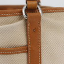 PRADA Tote Bag Canvas Leather Beige Silver Auth BSZ661-4