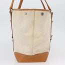 PRADA Tote Bag Canvas Leather Beige Silver Auth BSZ661-5